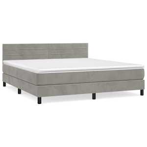 Box spring postel s matrací světle šedá 180x200 cm samet - obrázek 2
