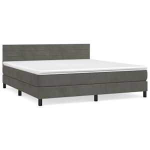 Box spring postel s matrací tmavě šedá 180x200 cm samet - obrázek 2