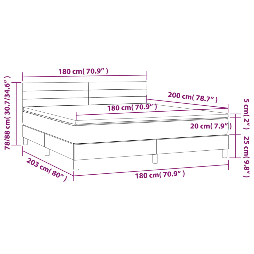 Box spring postel s matrací tmavě šedá 180x200 cm samet