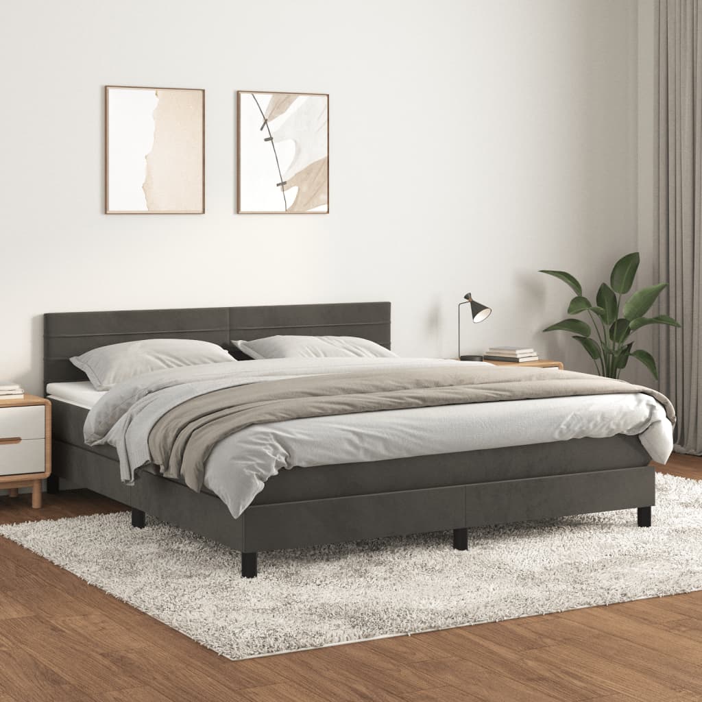 Box spring postel s matrací tmavě šedá 180x200 cm samet