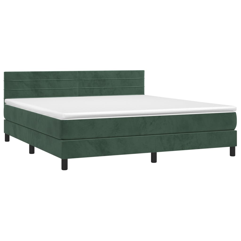 vidaXL Boxspring met matras fluweel donkergroen 180x200 cm afbeelding