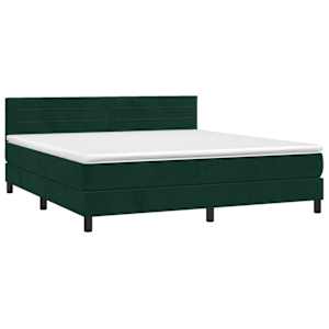 Box spring postelja z vzmetnico temno zelena 180x200 cm žamet - slika 3