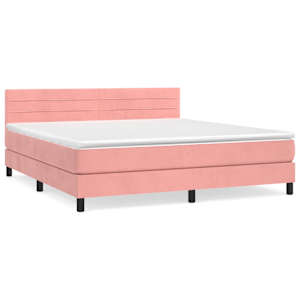 Box spring postel s matrací růžová 180x200 cm samet - obrázek 2