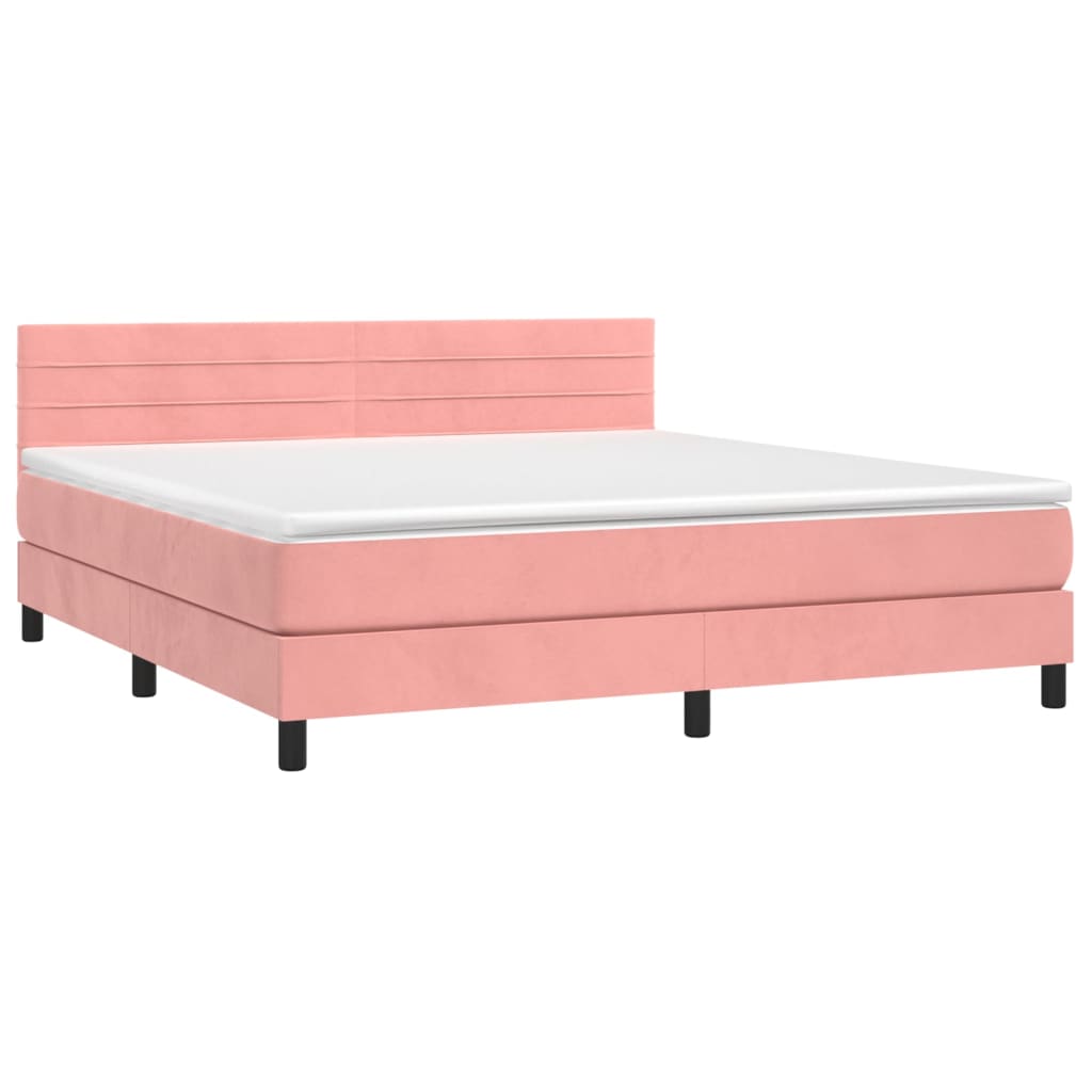 vidaXL Κρεβάτι Boxspring με Στρώμα Ροζ 180x200 εκ. Βελούδινο