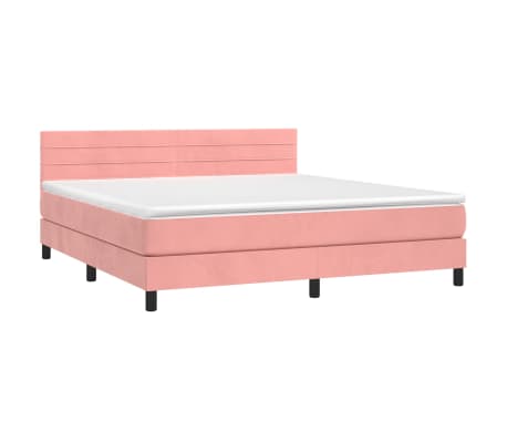 vidaXL Κρεβάτι Boxspring με Στρώμα Ροζ 180x200 εκ. Βελούδινο