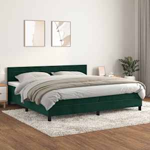 Box spring postelja z vzmetnico temno zelena 200x200 cm žamet
