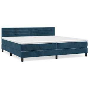 Box spring postel s matrací tmavě modrá 200x200 cm samet - obrázek 2