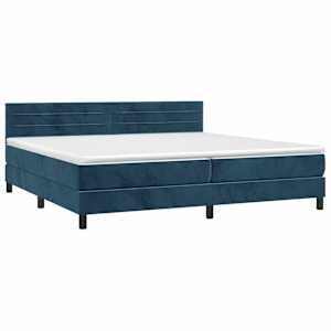Box spring postel s matrací tmavě modrá 200x200 cm samet - obrázek 3