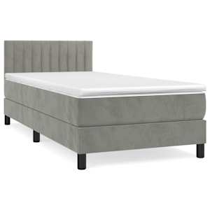 Box spring postel s matrací světle šedá 80 x 200 cm samet - obrázek 2