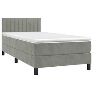 Box spring postel s matrací světle šedá 80 x 200 cm samet - obrázek 3