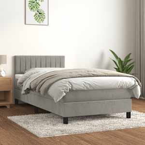 Box spring postel s matrací světle šedá 80 x 200 cm samet - obrázek 1