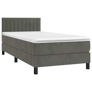 Box spring postel s matrací tmavě šedá 80 x 200 cm samet - obrázek 3