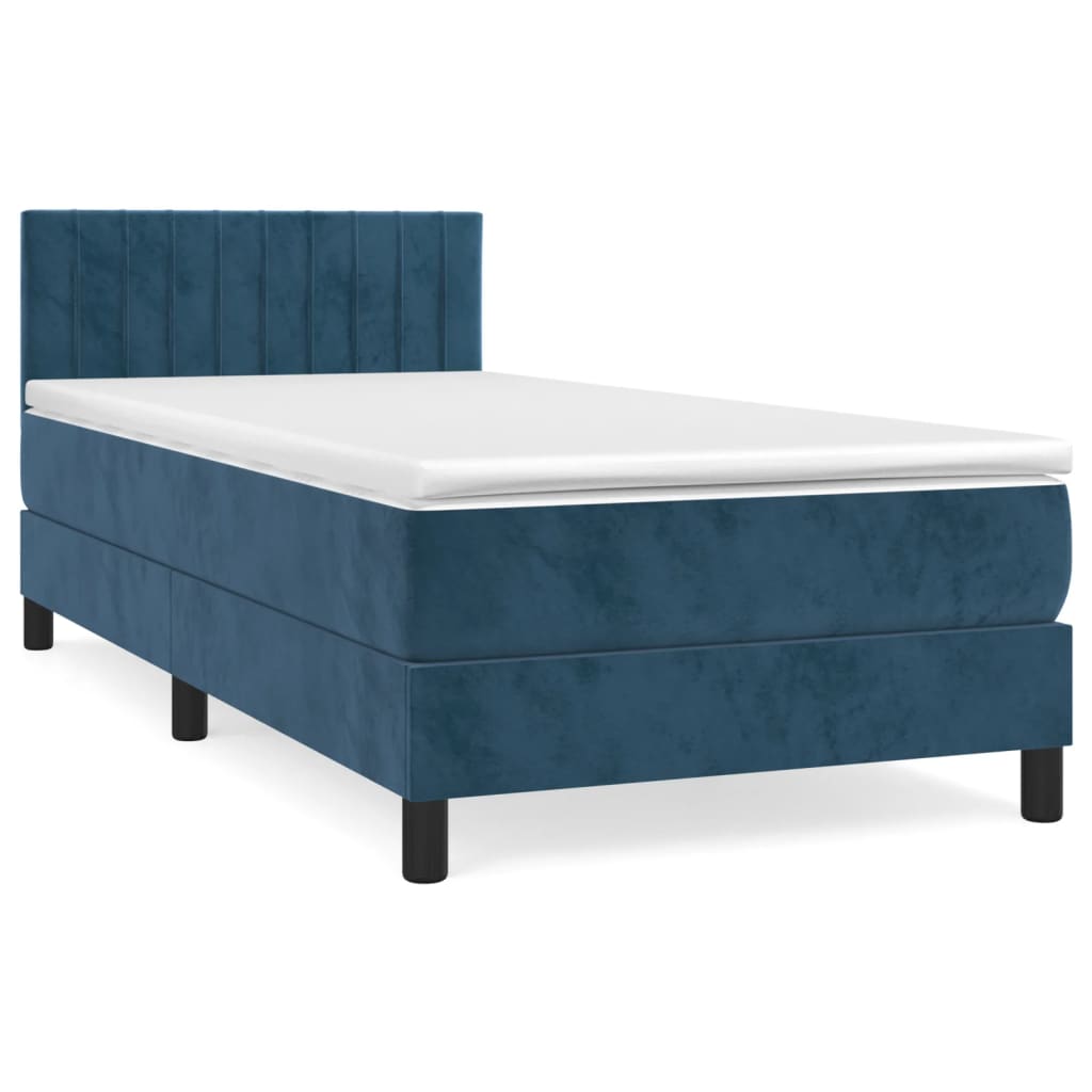 Thumbnail - vidaXL Boxspringbett mit Matratze Dunkelblau 80x200 cm Samt