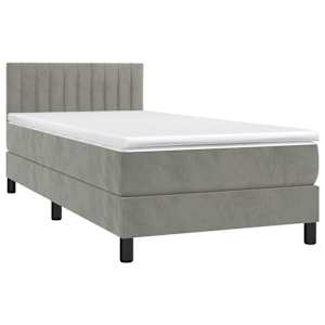 Box spring postel s matrací světle šedá 90x190 cm samet - obrázek 3