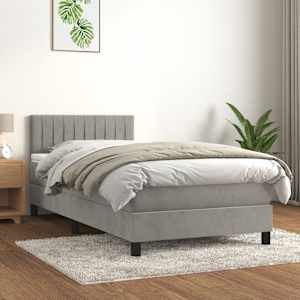 Box spring postel s matrací světle šedá 90x190 cm samet - obrázek 1