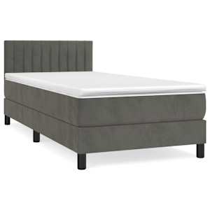 Box spring postel s matrací tmavě šedá 90x190 cm samet - obrázek 2