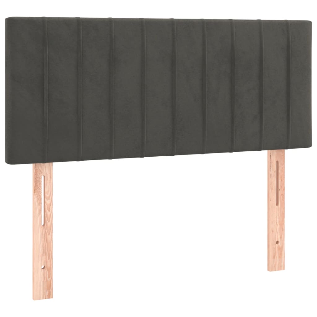 Pat box spring cu saltea, gri închis, 90x190 cm, catifea