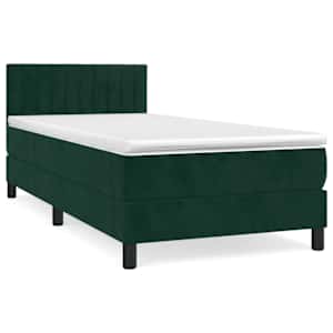 Box spring postel s matrací tmavě zelená 90x190 cm samet - obrázek 2