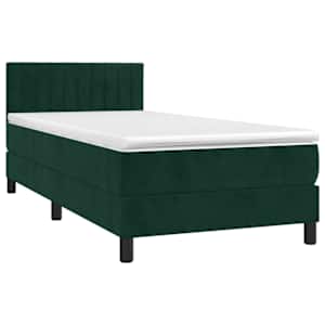 Box spring postelja z vzmetnico temno zelen 90x190 cm žamet - slika 3