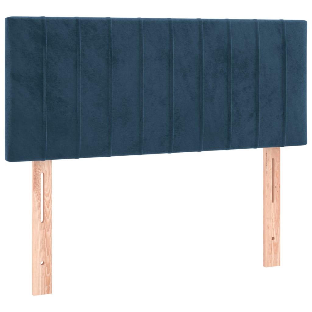 Pat box spring cu saltea, albastru închis, 90x190 cm, catifea