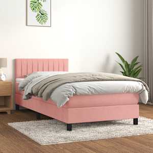 Box spring postel s matrací růžová 90x190 cm samet - obrázek 1