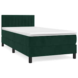 Box spring postel s matrací tmavě zelená 90x200 cm samet - obrázek 2