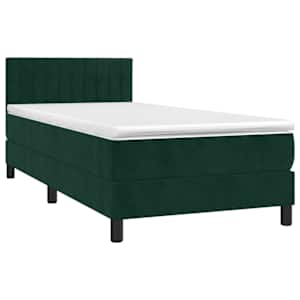 Box spring postel s matrací tmavě zelená 90x200 cm samet - obrázek 3