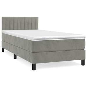Box spring postel s matrací světle šedá 100x200 cm samet - obrázek 2
