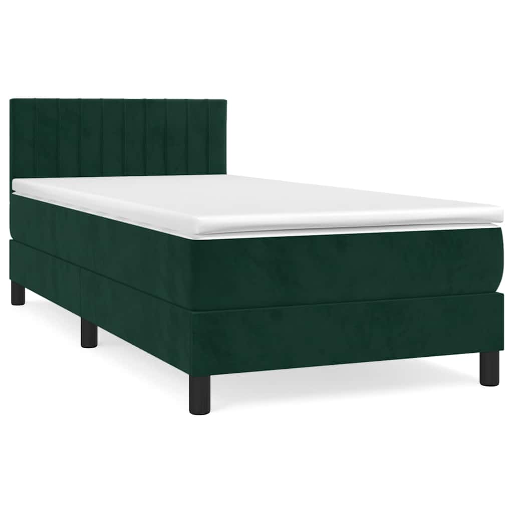 VidaXL Boxspring Met Matras Fluweel Donkergroen 100x200 Cm