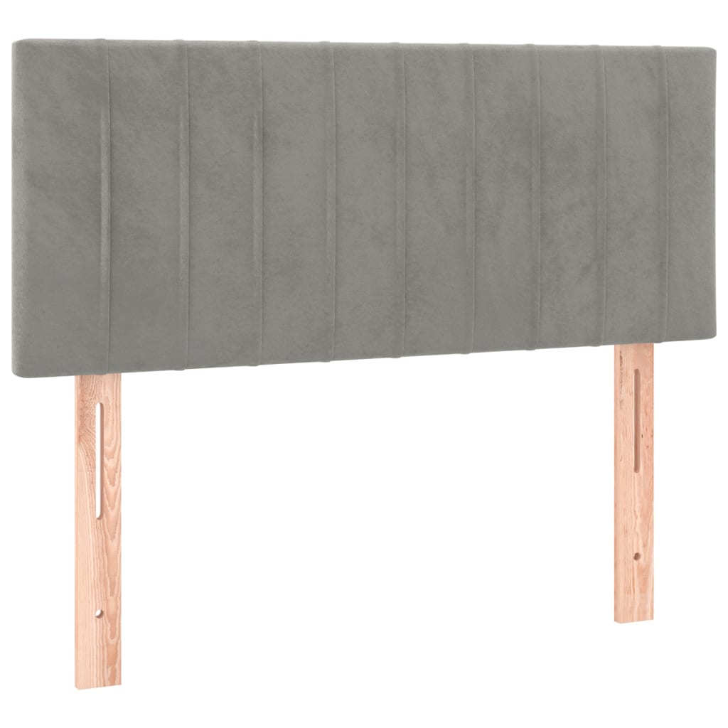 Pat box spring cu saltea, gri deschis, 120x200 cm, catifea