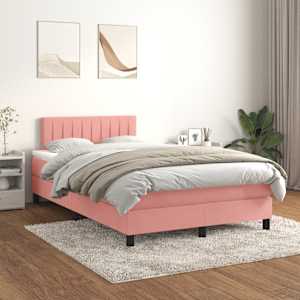 Box spring postel s matrací růžová 120 x 200 cm samet - obrázek 1