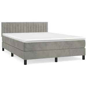 Box spring postel s matrací světle šedá 140x190 cm samet - obrázek 2