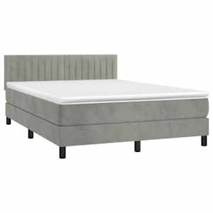 Box spring postel s matrací světle šedá 140x190 cm samet - obrázek 3