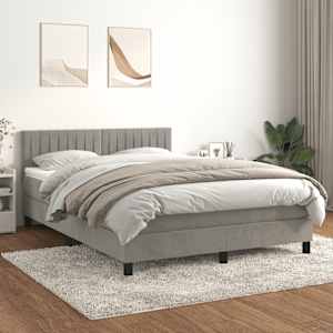 Box spring postel s matrací světle šedá 140x190 cm samet - obrázek 1