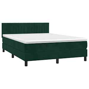Box spring postel s matrací tmavě zelená 140x190 cm samet - obrázek 3
