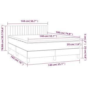 Box spring postel s matrací tmavě modrá 140x190 cm samet - obrázek 8