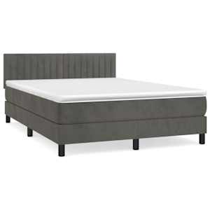 Box spring postel s matrací tmavě šedá 140x200 cm samet - obrázek 2