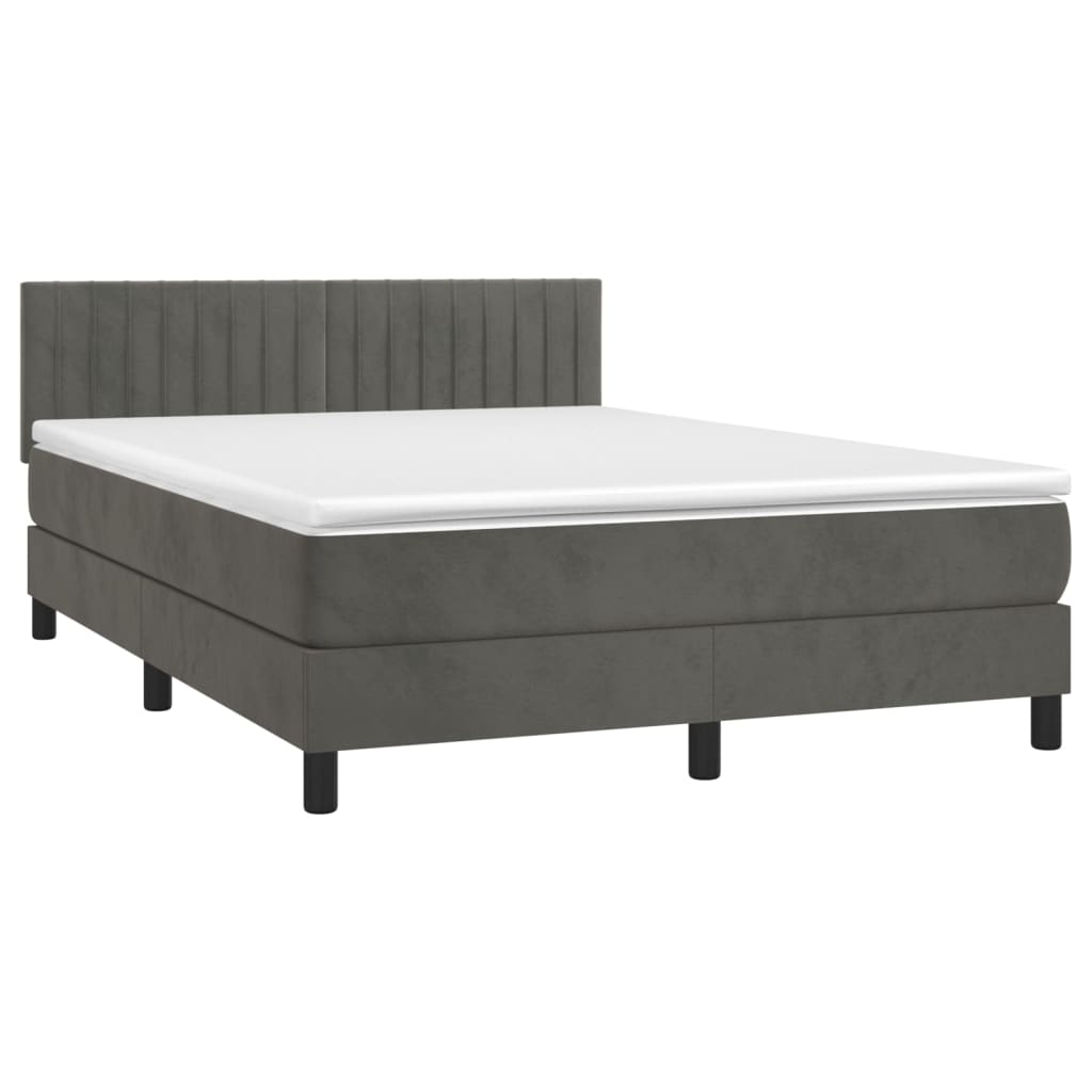 vidaXL Boxspring met matras fluweel donkergrijs 140x200 cm afbeelding