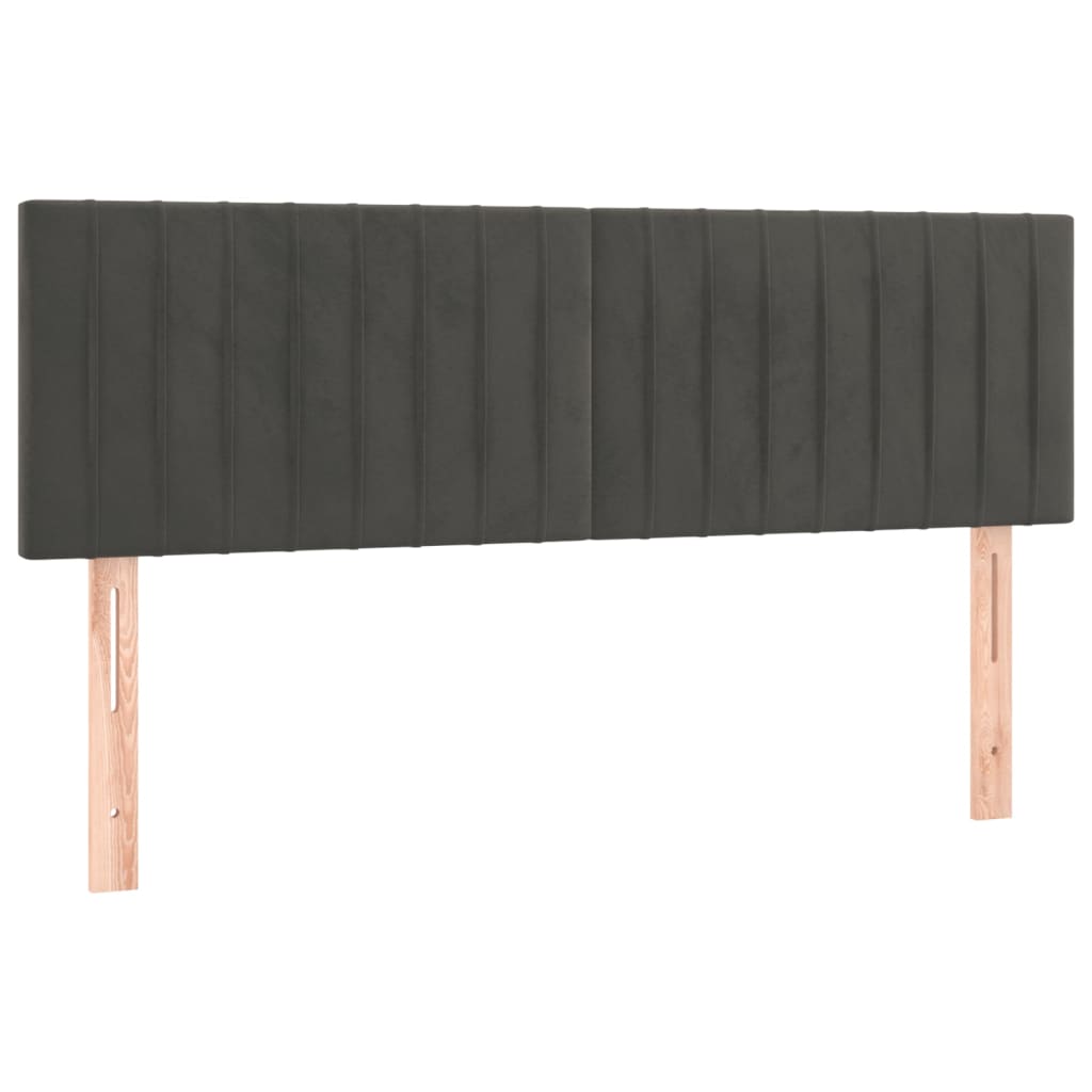 Pat box spring cu saltea, gri închis, 140x200 cm, catifea