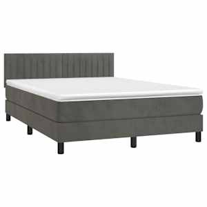 Box spring postel s matrací tmavě šedá 140x200 cm samet - obrázek 3