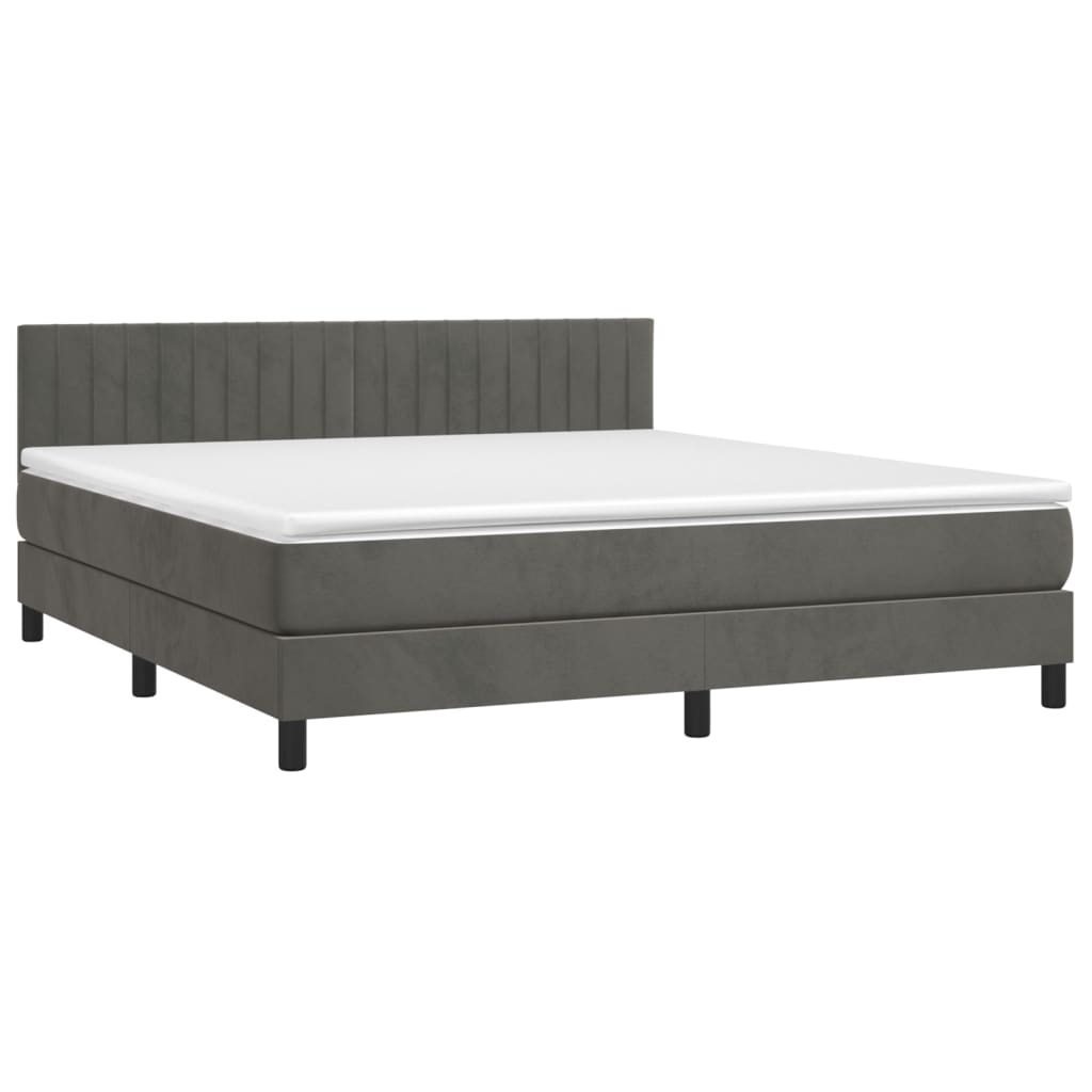 vidaXL Κρεβάτι Boxspring με Στρώμα Σκούρο Γκρι 160x200 εκ. Βελούδινο