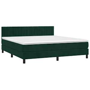 Box spring postel s matrací tmavě zelená 160x200 cm samet - obrázek 3