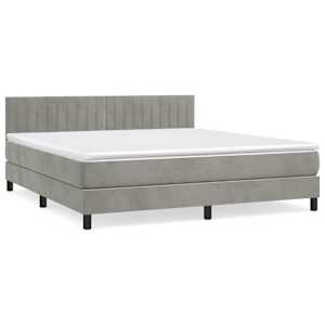Box spring postel s matrací světle šedá 180x200 cm samet - obrázek 2