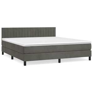 Box spring postel s matrací tmavě šedá 180x200 cm samet - obrázek 2
