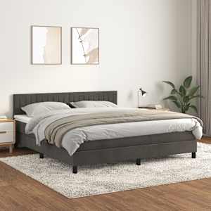 Box spring postel s matrací tmavě šedá 180x200 cm samet - obrázek 1