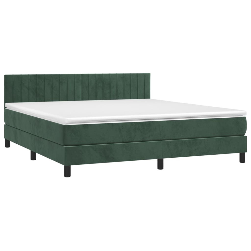 vidaXL Boxspring met matras fluweel donkergroen 180x200 cm afbeelding