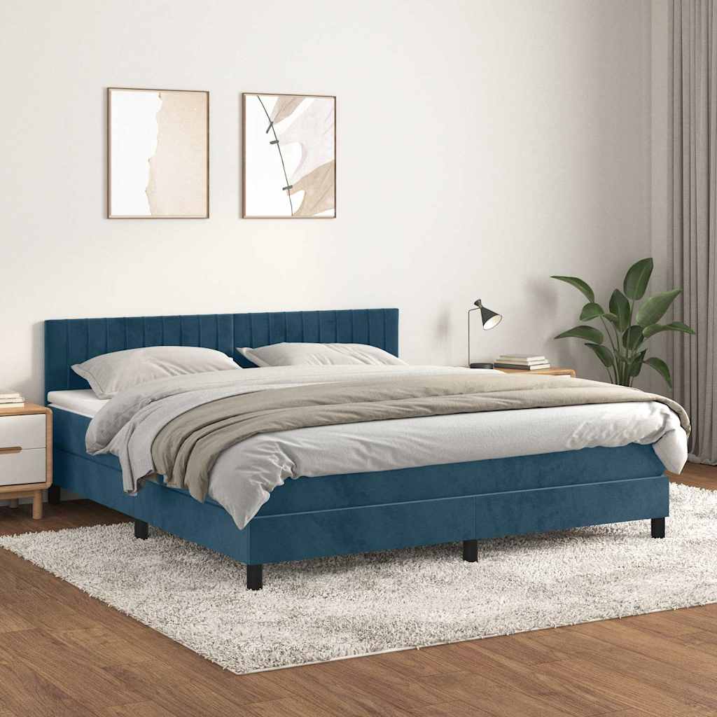 Thumbnail - vidaXL Boxspringbett mit Matratze Dunkelblau 180x200 cm Samt