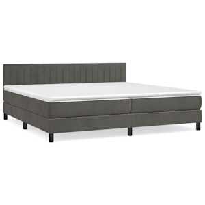 Box spring postel s matrací tmavě šedá 200x200 cm samet - obrázek 2