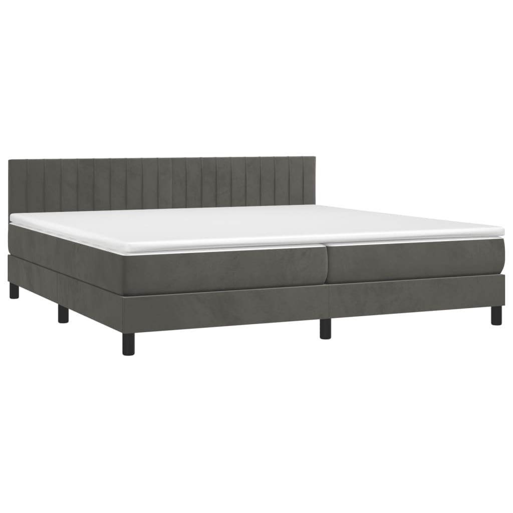 vidaXL Boxspring met matras fluweel donkergrijs 200x200 cm afbeelding