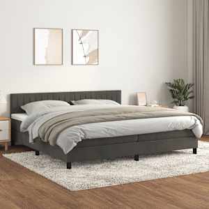 Box spring postel s matrací tmavě šedá 200x200 cm samet - obrázek 1